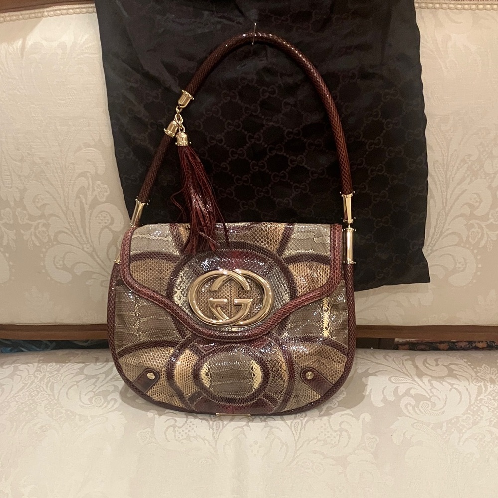 Gucci Metallic Python “Running Tote” - image 1
